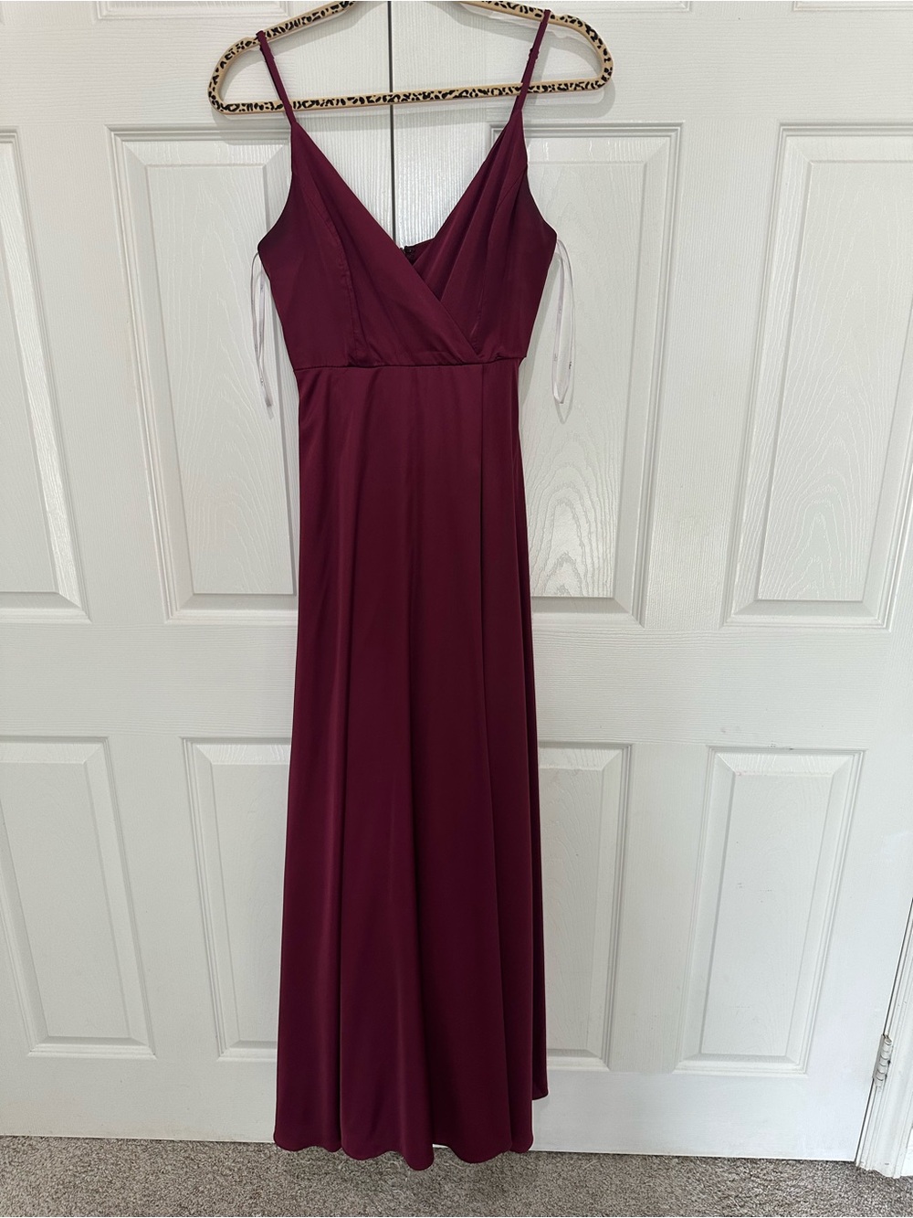 Lulu's Burgundy Spaghetti-Strap V-Neck Maxi Dress